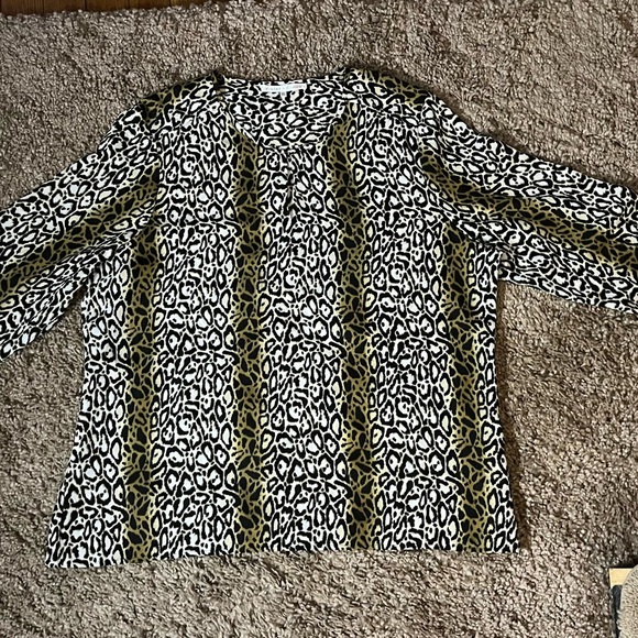 Violet & Claire Black Brown Cream Animal Print Shift Shirt XL - Picture 8 of 10